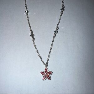Brighton Dainty Silver Necklace with Pink Flower Crystal Pendant